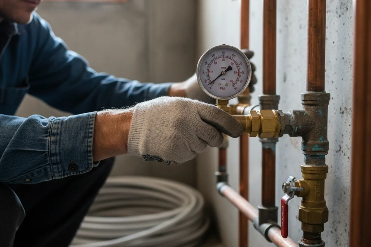 Pressure testing a repaired line during Water Line Repair in Adrian